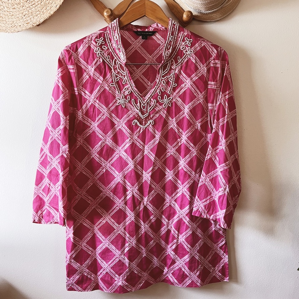 Brooks Brothers Pink Beaded Tunic